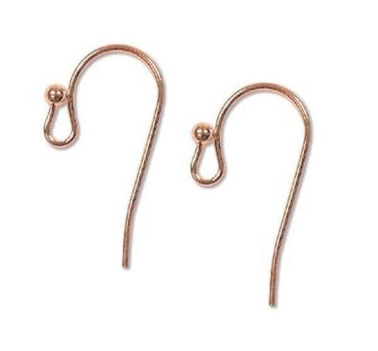 Copper Plated Brass 12x20mm Fishhook Ear Wires with 1mm Ball & Open Loop