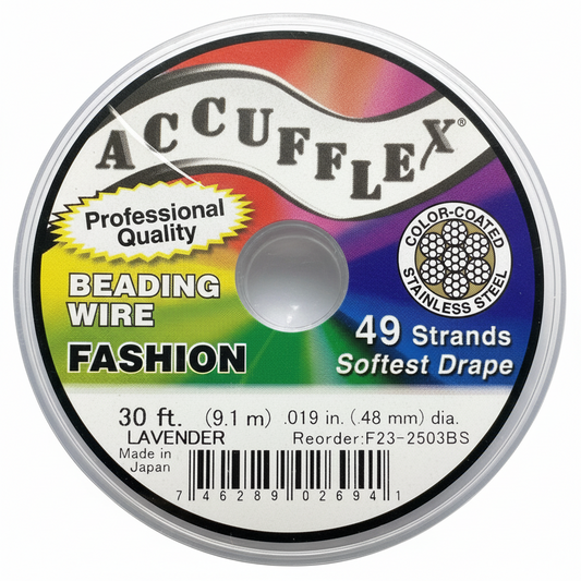 Accu-Flex Beading Wire, Lavender, 0.019 inch, 49 Strand, 30 ft Spool