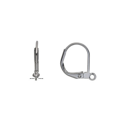 Gunmetal Plated Brass 14mm Leverback Ear Wires with Open Loop (100 pc)