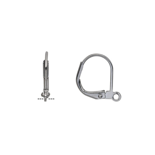 Gunmetal Plated Brass Leverback Ear Wires, 14x13mm, Open Loop — 100 pcs