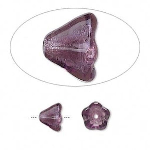 Czech Pressed Glass Bell Cone Flower Beads 8.5x6.5mm - 20 pcs