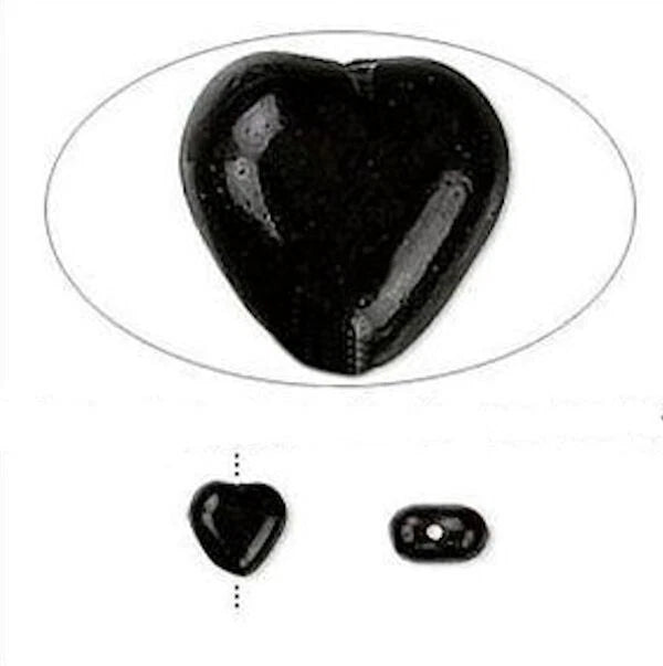 Czech Opaque Black Pressed Glass Heart Beads, 8mm, 1 Strand (approx. 50)