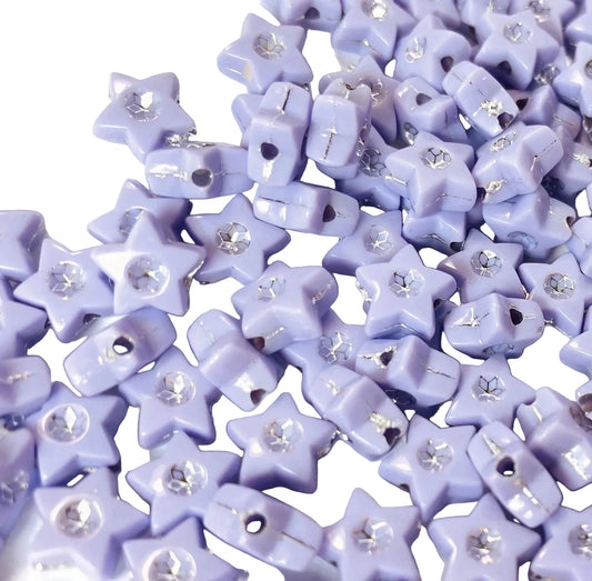 Acrylic Violet Purple Star Beads, 8x8mm, Opaque, 50g
