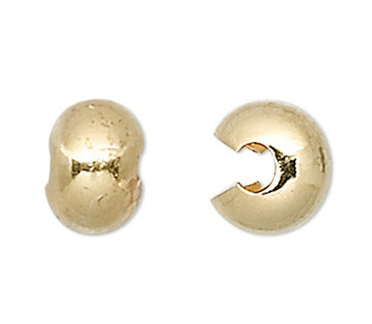 Plated Brass Smooth Crimp Covers 4mm, 10 pcs