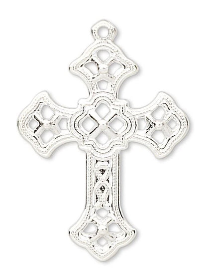 Silver Plated Brass Filigree Cross Charms, 24x18mm - Pack of 50