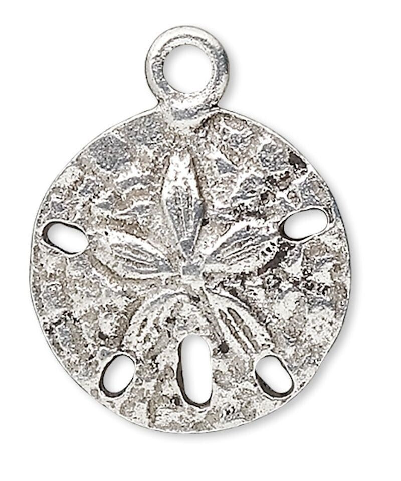 Antiqued Silver Pewter Sand Dollar Drop Charms 20x16mm – 4 pcs