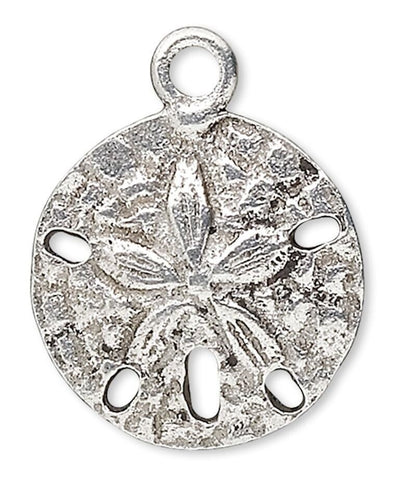 Antiqued Silver Pewter Sand Dollar Drop Charms 20x16mm – 4 pcs