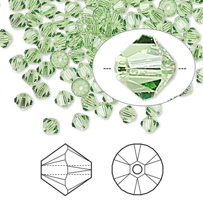 Swarovski Peridot 5328 Xilion Bicone Beads, 4mm - 48 or 144 pcs