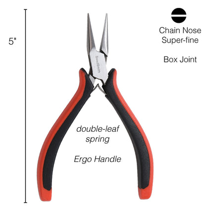 BeadSmith Super Fine Chain Nose Pliers 5"