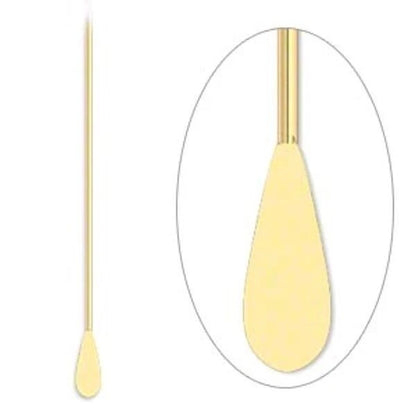 Gold Plated Brass Round Paddle Head Pins, 22 Gauge (0.64mm), 2 Inch - 100 pcs