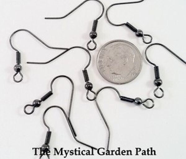 Gunmetal Fishhook Ear Wires with Ball & Coil, 22mm, 20 gauge, 23 pairs