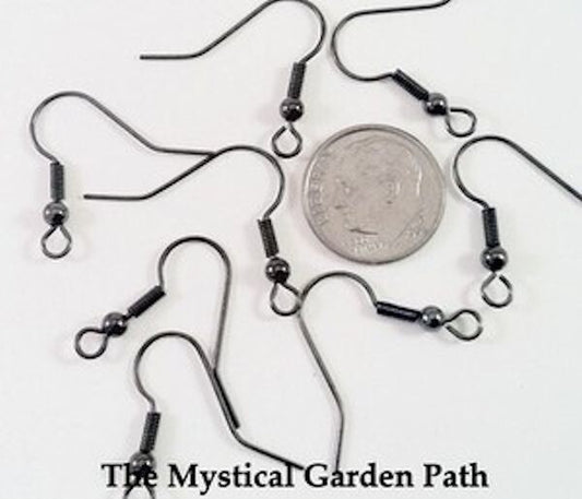 Gunmetal Fishhook Ear Wires with Ball & Coil, 22mm, 20 gauge, 23 pairs