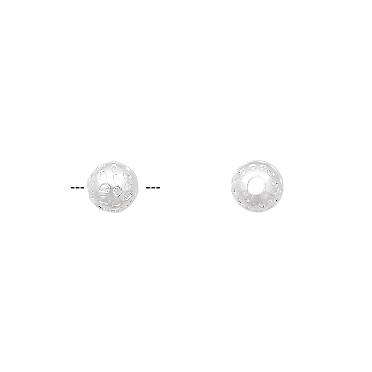 Silver Plated Brass 6mm Dimpled Round Beads 1.5mm Hole (100 pc)