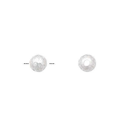 Silver Plated Brass 6mm Dimpled Round Beads 1.5mm Hole (100 pc)