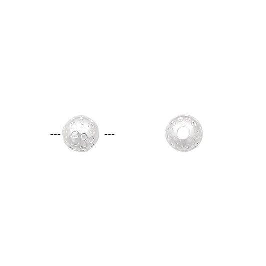 Silver Plated Brass 6mm Dimpled Round Beads 1.5mm Hole (100 pc)