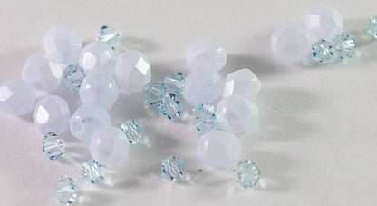 Czech Fire-Polished & Swarovski Crystal Blue Bead Mix, 32 pcs