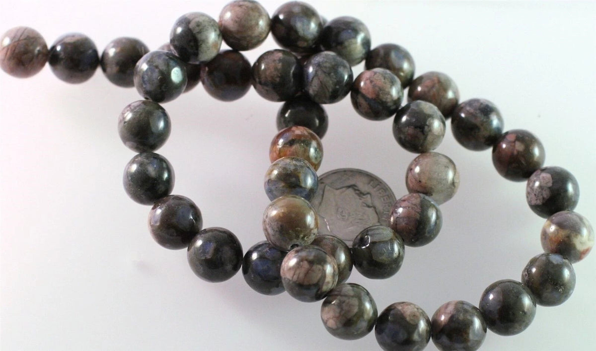 Natural Blue Riolita Round Gemstone Beads, 10mm - 1 strand