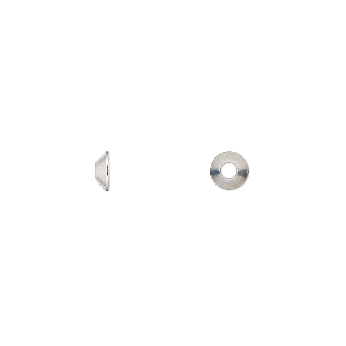 Bead Cap, 300 Silver Plated Steel 5x2mm Smooth Cone to Fit 6-8mm Beads