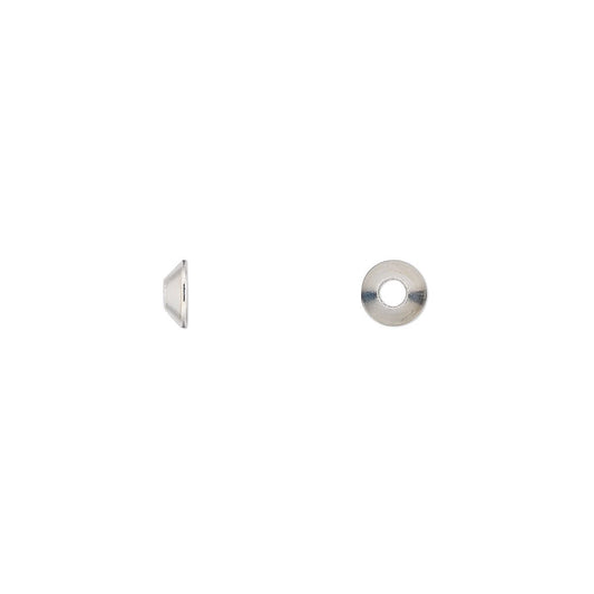 Bead Cap, 300 Silver Plated Steel 5x2mm Smooth Cone to Fit 6-8mm Beads