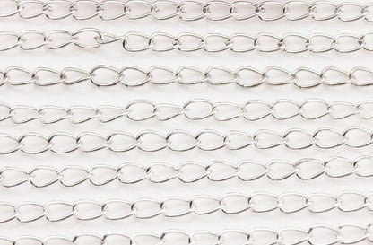 Silver Plated Cable Chain, 4x5mm Links, 60 inches