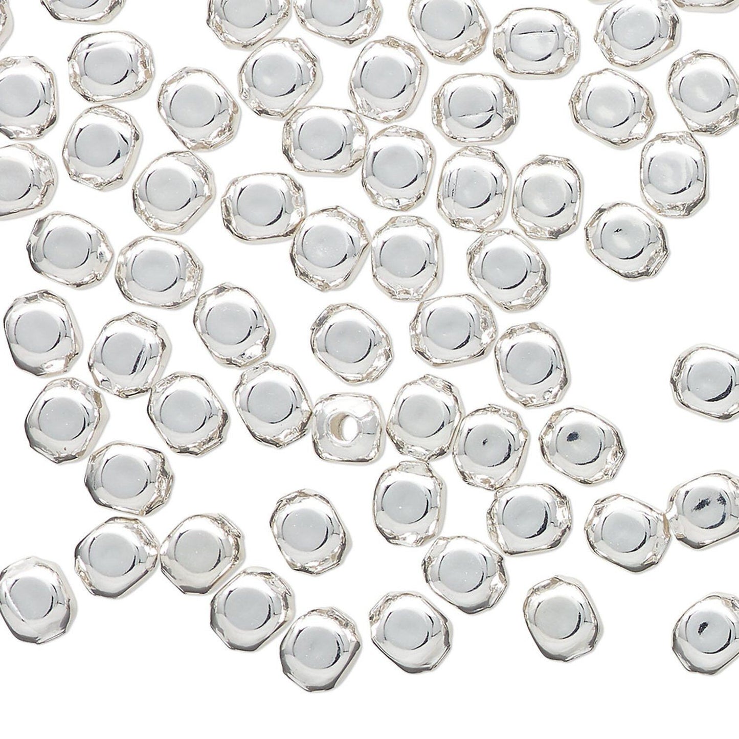 144 Silver Plated Brass 4x4mm Smooth Rounded Square Spacer Beads