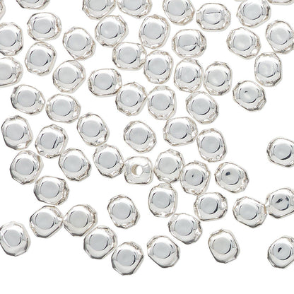 144 Silver Plated Brass 4x4mm Smooth Rounded Square Spacer Beads