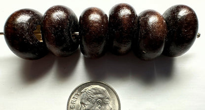 Brown Littleleaf Boxwood Hand-Cut Wood Beads 18x10mm – 25 pcs