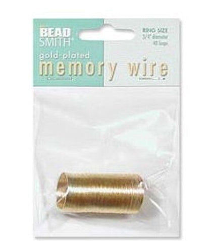 Memory Wire, Ring Size, 3/4 Inch Round, Gold or Silver Plated Steel, Approx. 48 Loops