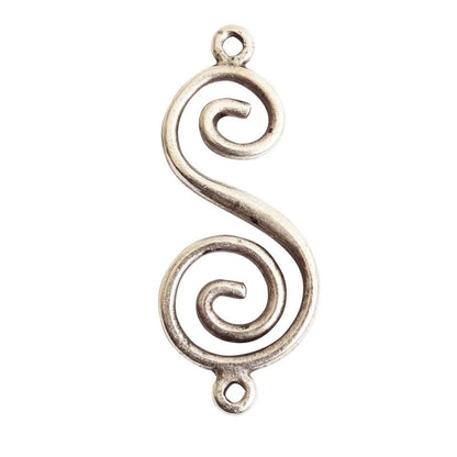 Antiqued Silver-Plated Pewter S-Swirl Link Connectors, 32.9mm - 2 pcs