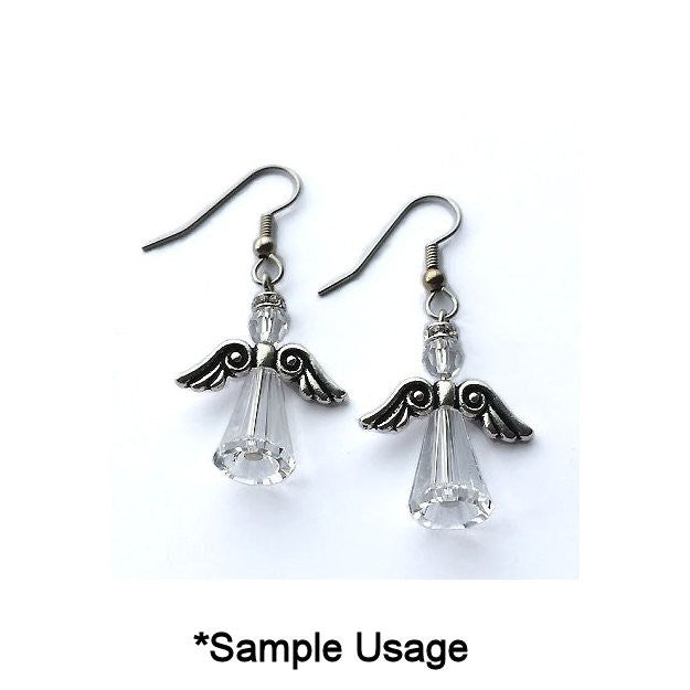 TierraCast Antiqued Silver Angel Wing Beads, 21x7x3mm, 2 pcs