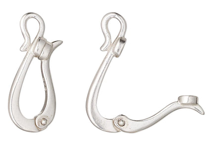Magnetic Hinged Hook Bail Clasp, Sterling Silver 18x10mm