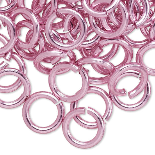 Jump Rings, Pink Anodized Aluminum, 12mm, 12 Gauge, 100 pcs