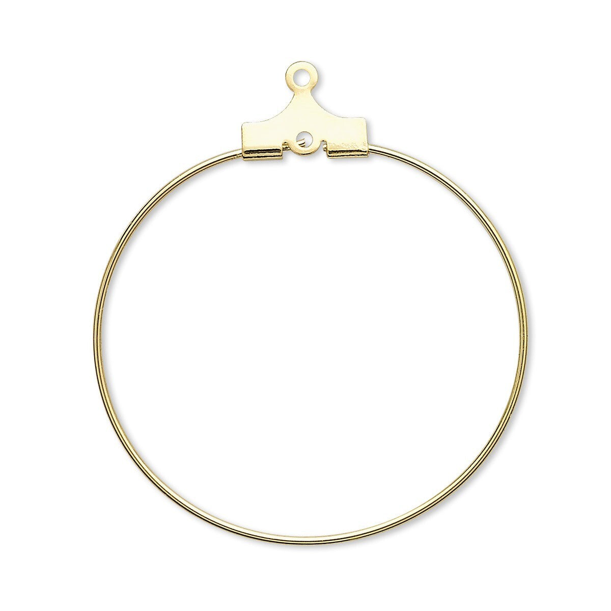 Gold Plated Brass Beading Hoop Ear Wires 30mm, 20 Gauge