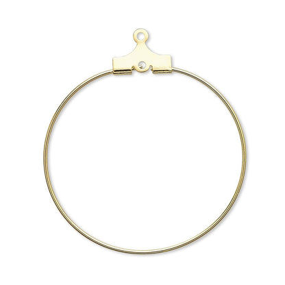 Gold Plated Brass Beading Hoop Ear Wires 30mm, 20 Gauge