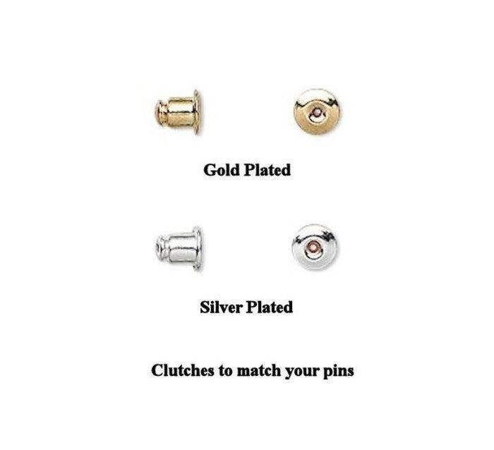 Stick Pins with Clutches, 6 Inch, 18 Gauge, Silver Plated or Gold Brass