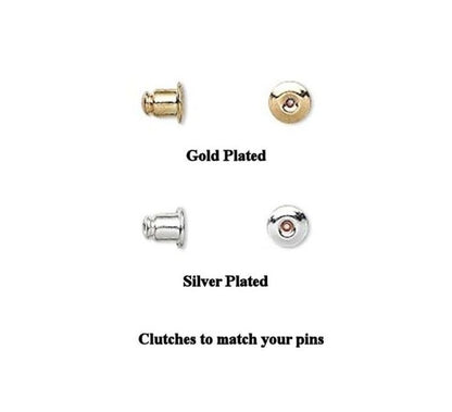 Stick Pins with Clutches, 6 Inch, 18 Gauge, Silver Plated or Gold Brass