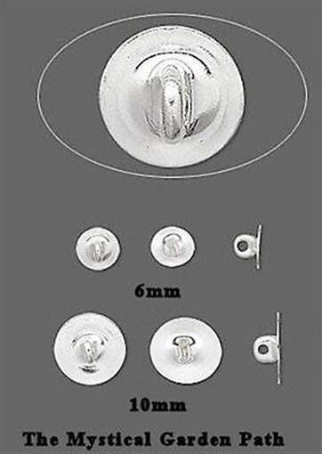 Brass Bond-On Button Backs with Loop 6mm or 10mm - 100 pcs