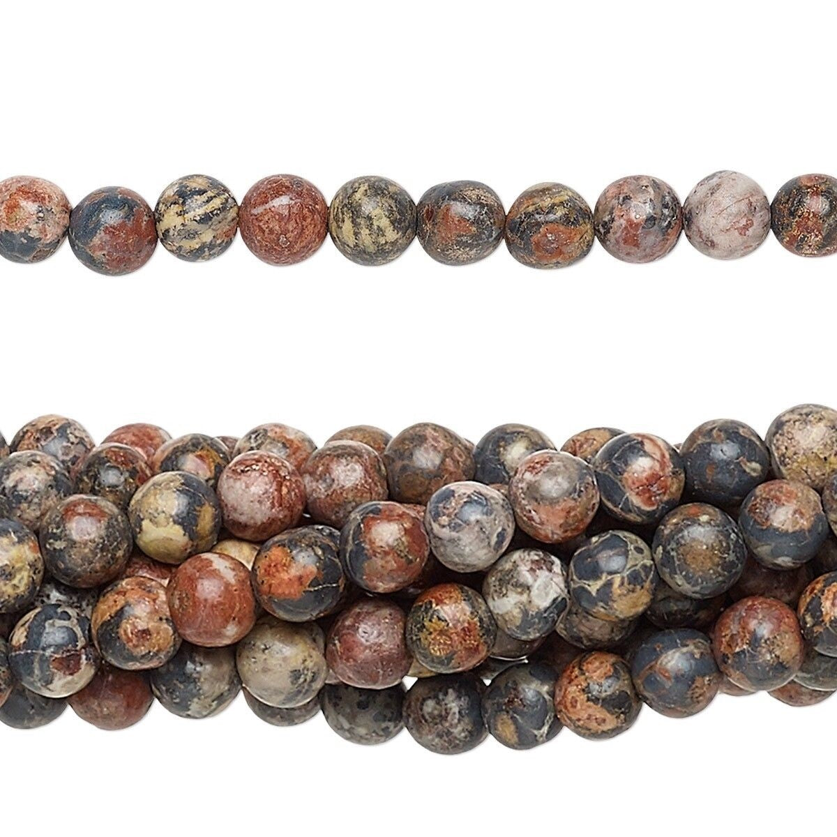 Natural Leopardskin Jasper 4mm Round Beads with 0.5-1.5mm Hole, 1 Strand (approx. 100)
