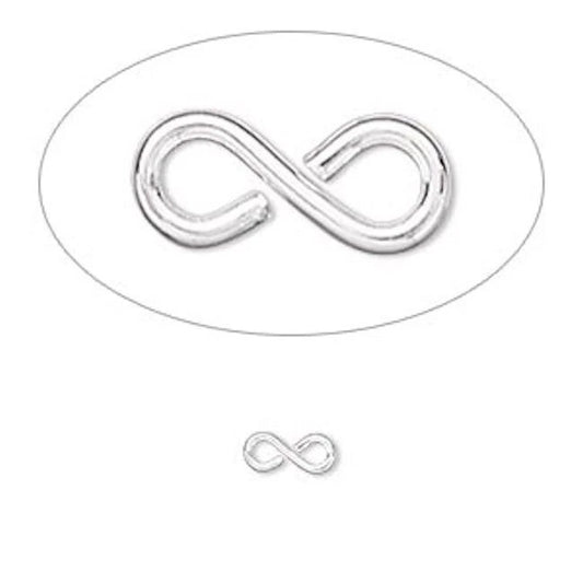 Silver Plated Brass Figure 8 Link Connectors, 7x3mm 20 Gauge - Pack of 100