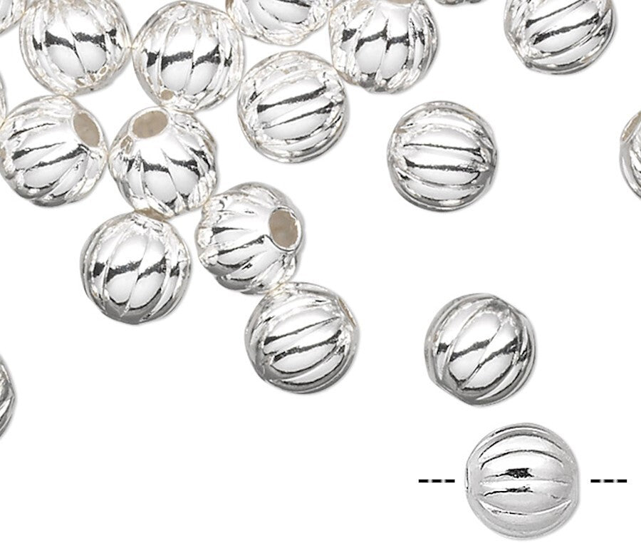 Silver Plated Brass Corrugated Round Spacer Beads 5mm 1.2mm Hole (1000 pc)