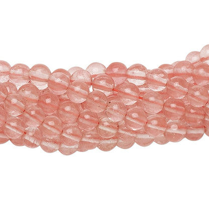 Cherry Quartz Glass Round Beads, 4mm - 1 Strand (approx. 100)