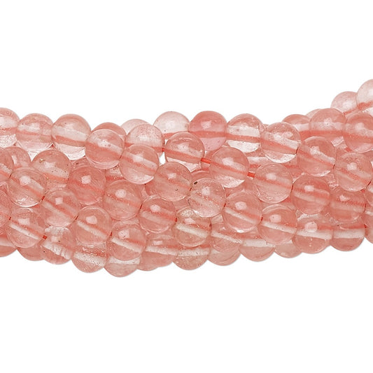 Cherry Quartz Glass Round Beads, 4mm - 1 Strand (approx. 100)