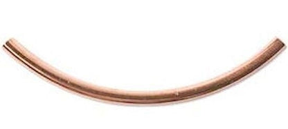 Copper Plated Brass Curved Tube Beads, 38x2mm