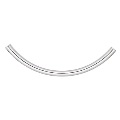 Silver Plated Brass Curved Tube Beads 50x3mm, 10 pcs