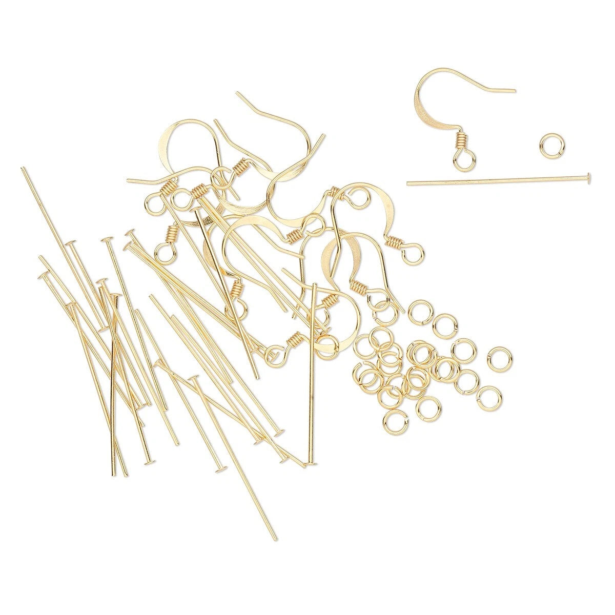 Gold Plated Brass Earring Finding Kit, 22 Gauge - 60 pcs (6 Pairs)
