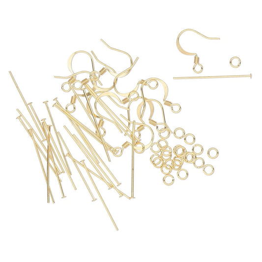 Gold Plated Brass Earring Finding Kit, 22 Gauge - 60 pcs (6 Pairs)
