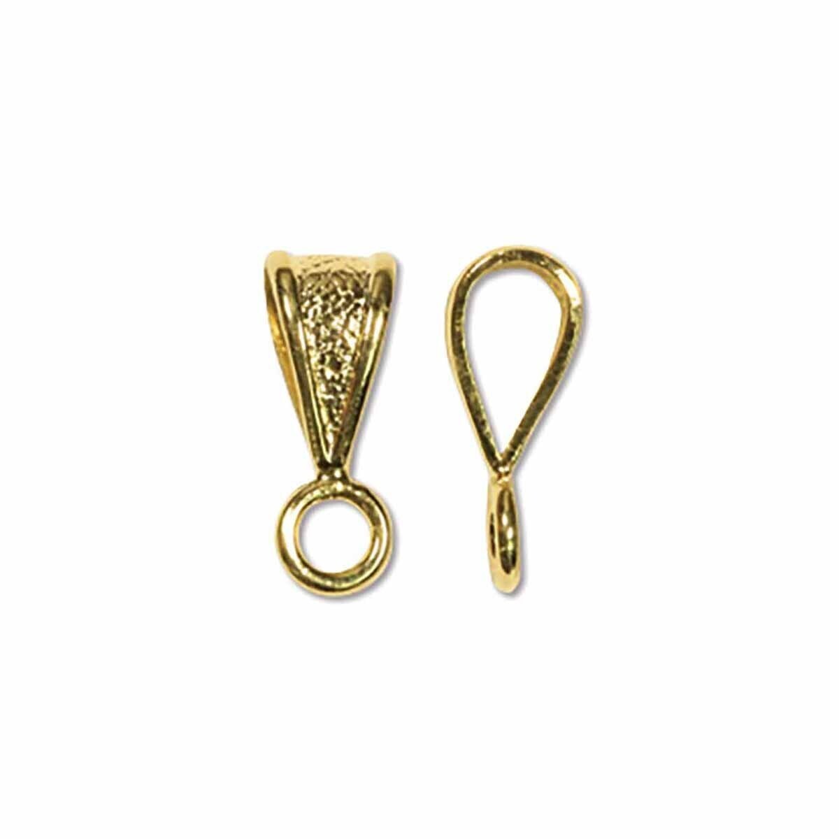 Gold Plated Brass Textured Slide-On Pendant Bails with Loop: 5x9mm (12 pc)