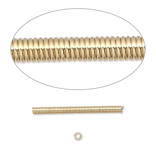 Gold Plated Brass Coil Tube Spacer Beads, 25x2mm, 100 pcs