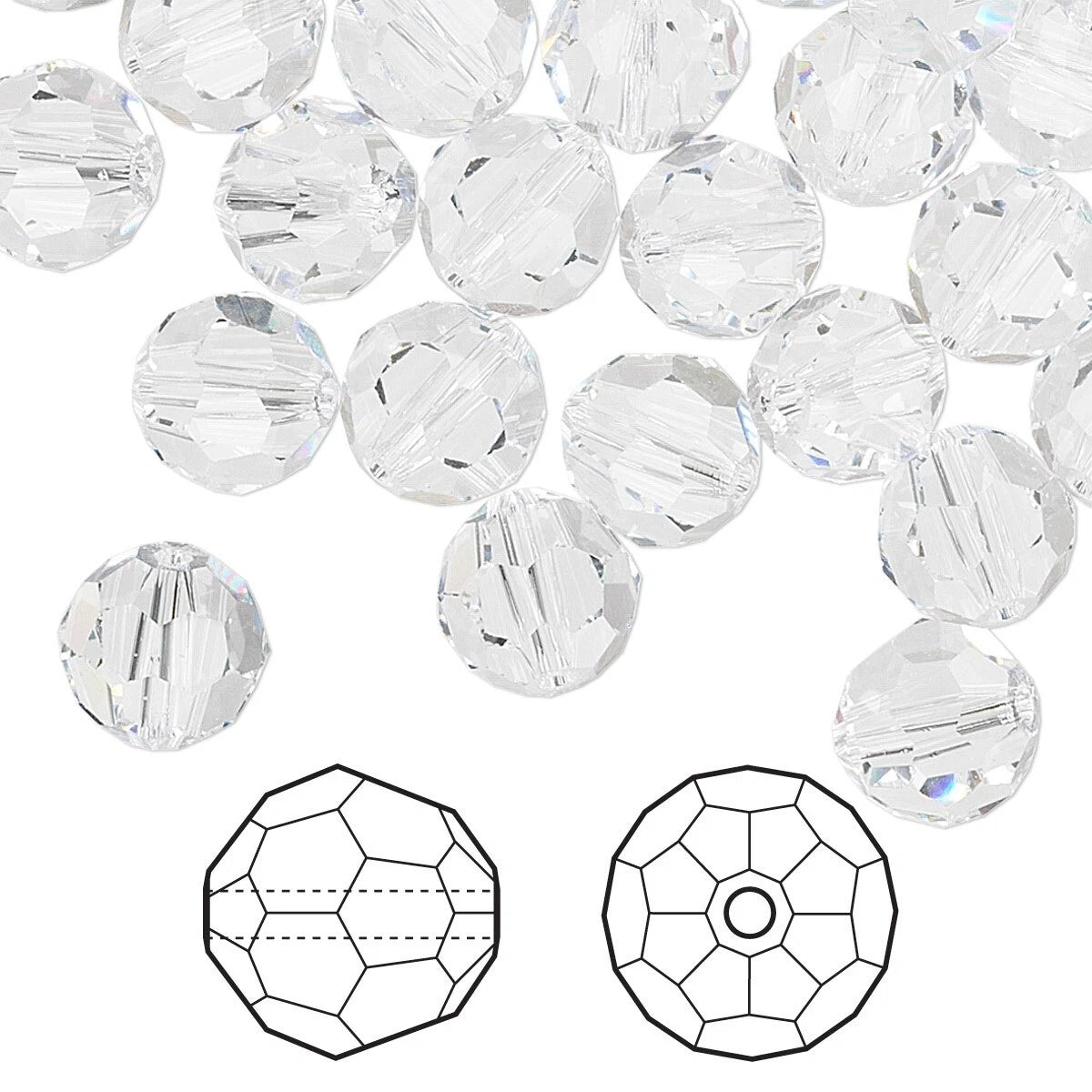 Swarovski Crystal Clear Faceted Round Beads (5000), 8mm, 12 pcs