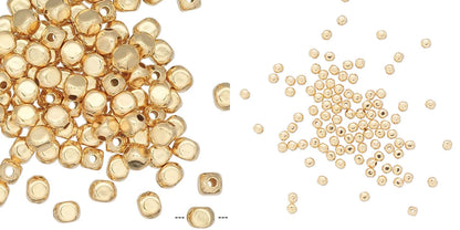 Gold Plated Brass Rounded Square Spacer Beads, 2mm, 100 pcs